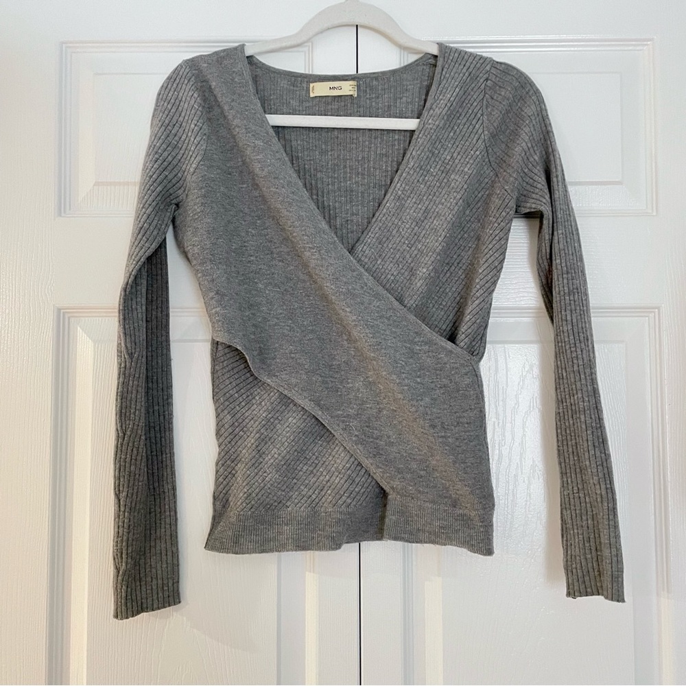 Mango Grey Crisscrossing Sweater